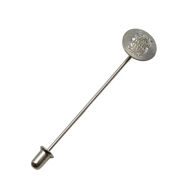 Hand Engraved Pewter Owl Hat Pin Silver Tone Vintage - Picture 2 of 5